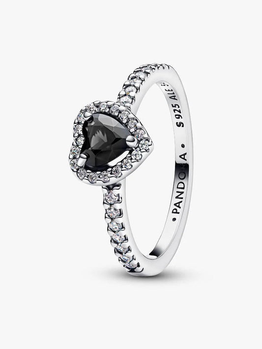 Pandora - Anello Pandora Cuore in Rilievo Nero in Argento Sterling 925 - Nazareno Bancone Gioielli