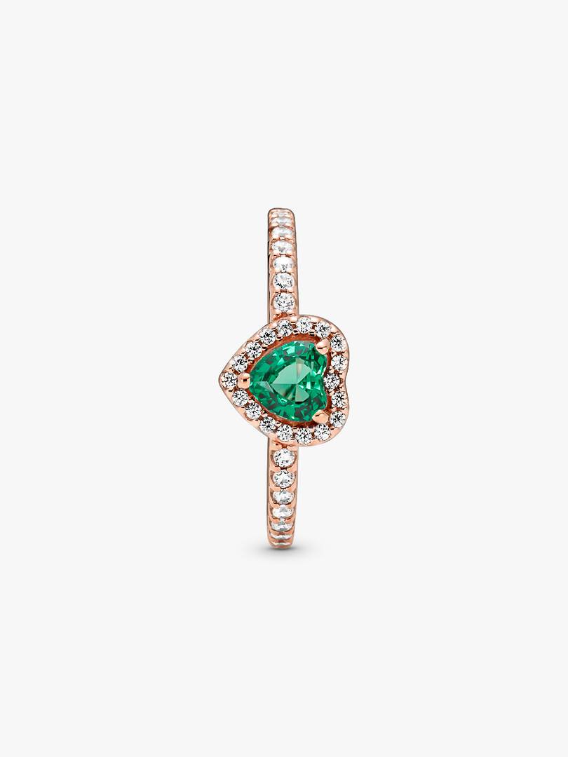 Pandora - Anello Pandora Cuore in Rilievo Verde rifinito Oro Rosa - Nazareno Bancone Gioielli