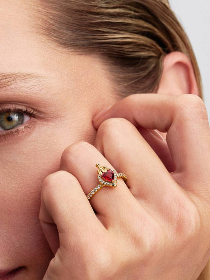 Pandora - Anello Pandora Disney Villains Regina Cattiva Cuore Fucsia Oro - Nazareno Bancone Gioielli