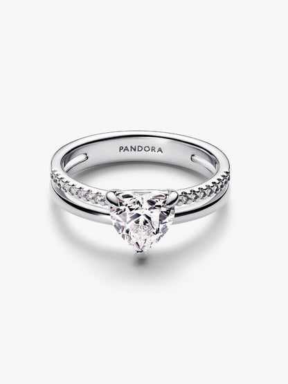 Pandora - Anello Pandora Doppia Fascia con Cuore in Argento - Nazareno Bancone Gioielli