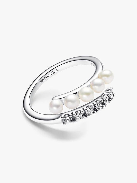 Pandora - Anello Pandora Intreccio Perle e Pavé Argento 925 - Nazareno Bancone Gioielli