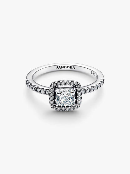 Pandora - Anello Pandora Punto Luce Quadrato con Pavé in Argento Sterling 925 Incolore - Nazareno Bancone Gioielli