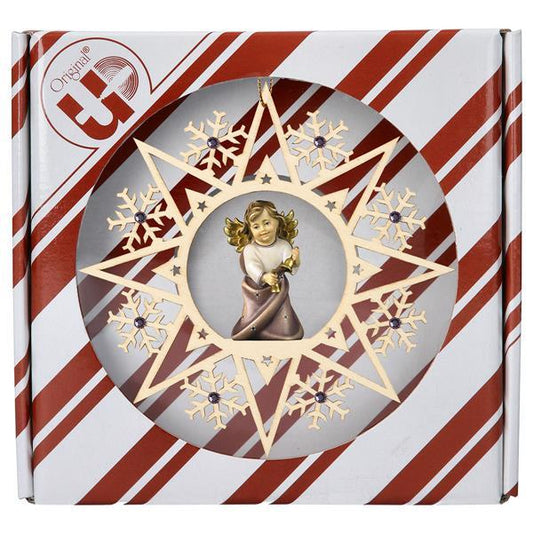 ULPE Wood Art - Angelo Cuore con campanelle Stella Cristallo Crystal con box regalo - Nazareno Bancone Gioielli