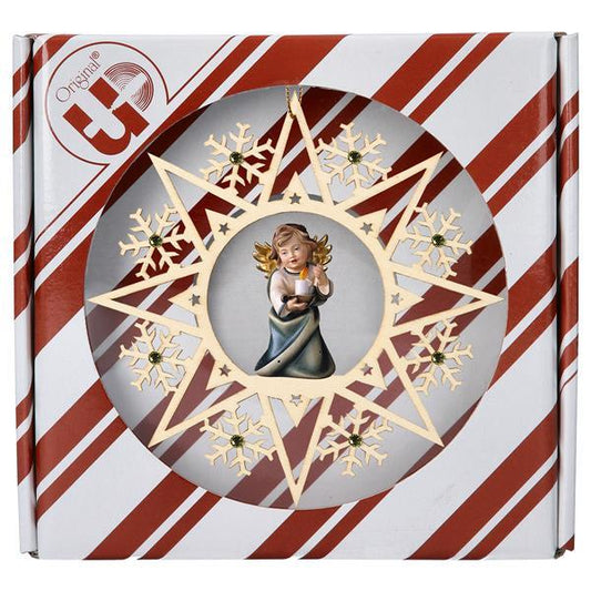 ULPE Wood Art - Angelo Cuore con candela Stella Cristallo Crystal con box regalo - Nazareno Bancone Gioielli
