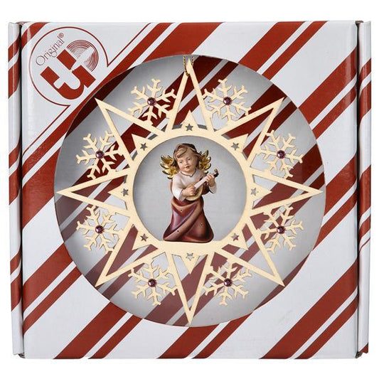 ULPE Wood Art - Angelo Cuore con liuto Stella Cristallo Crystal con box regalo - Nazareno Bancone Gioielli