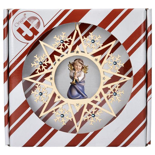 ULPE Wood Art - Angelo Cuore con trombone Stella Cristallo Crystal con box regalo - Nazareno Bancone Gioielli