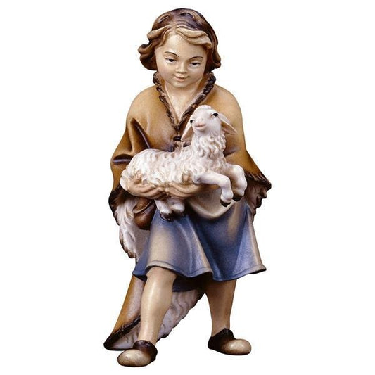 ULPE Wood Art - Bambino con agnello in Legno per Presepe – Proporzionata per Figure Umane da 15 cm - Nazareno Bancone Gioielli