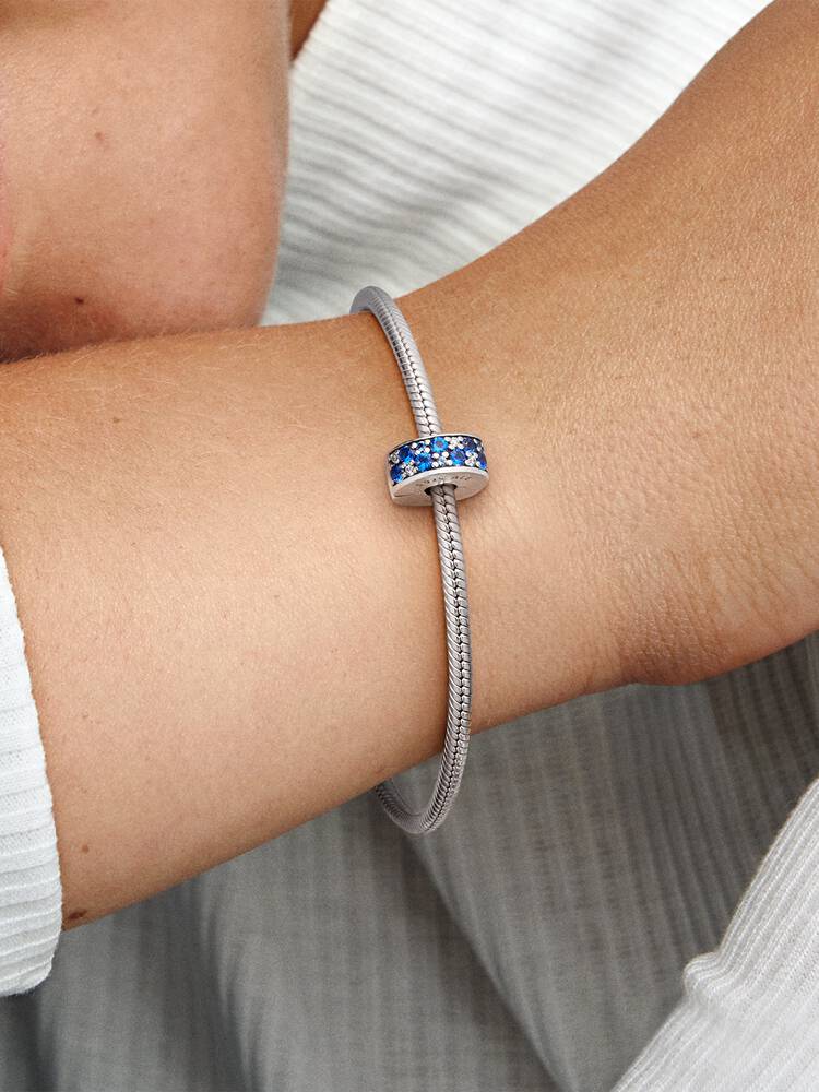 Pandora - Charm Clip Pandora Moments In Argento Sterling 925 Con Zirconia Blu - Nazareno Bancone Gioielli