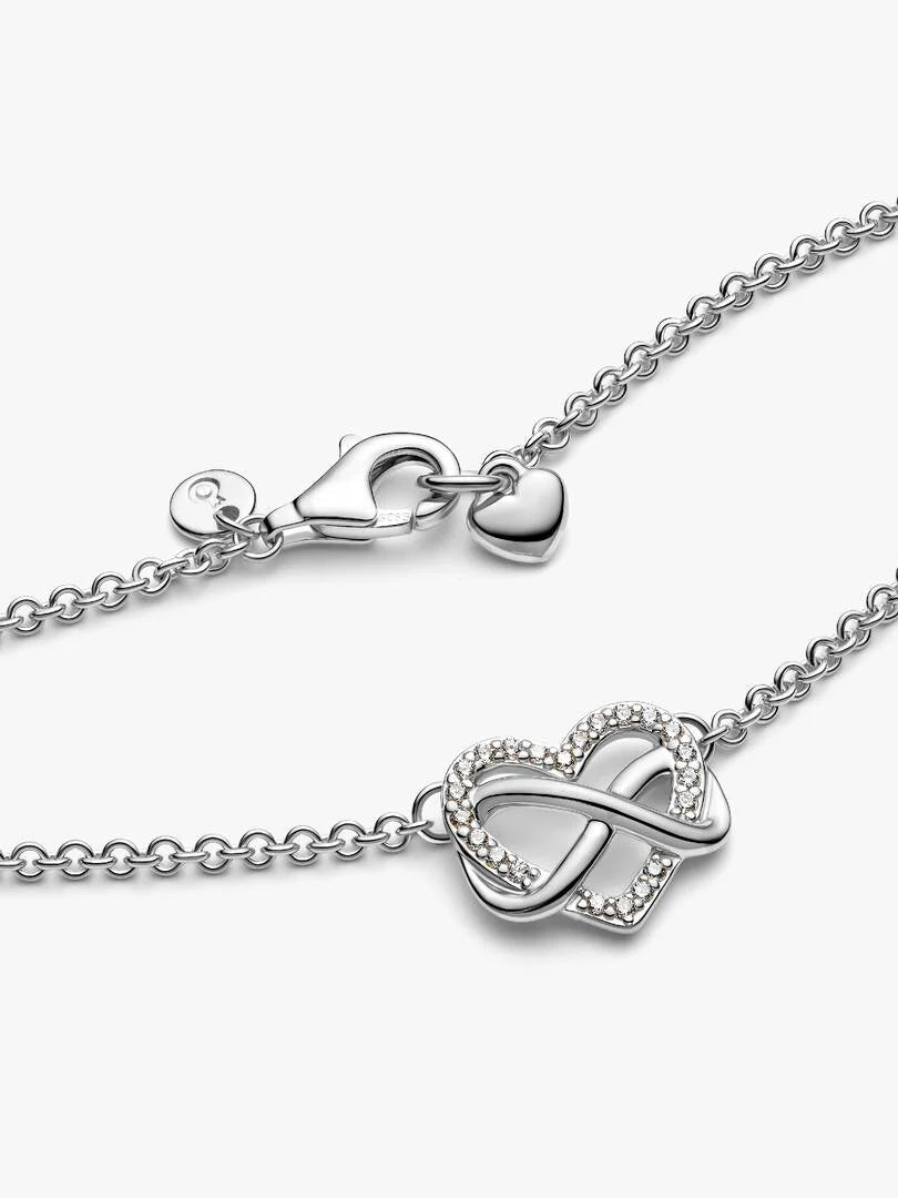 Pandora - Collana Cuore Infinito con Pietre Luminose in Argento Sterling 925 da Donna - Nazareno Bancone Gioielli