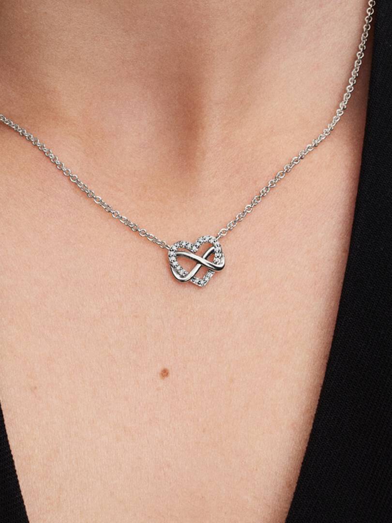 Pandora - Collana Cuore Infinito con Pietre Luminose in Argento Sterling 925 da Donna - Nazareno Bancone Gioielli