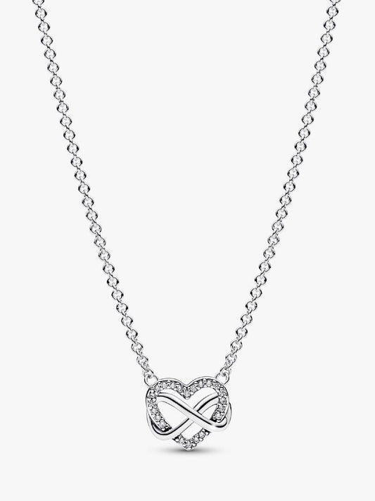 Pandora - Collana Cuore Infinito con Pietre Luminose in Argento Sterling 925 da Donna - Nazareno Bancone Gioielli