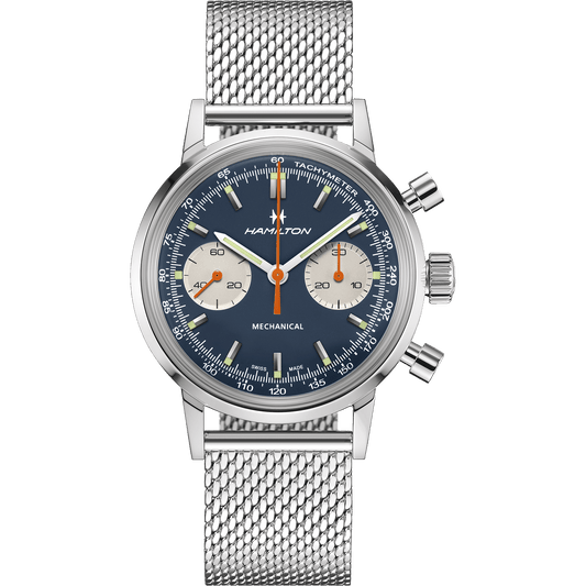 Hamilton - Cronografo Hamilton Watch da Uomo American Classic Intra-Matic H in acciaio 40 mm blu - Nazareno Bancone Gioielli