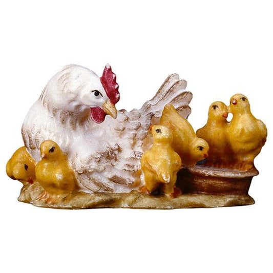 ULPE Wood Art - Gallina con pulcini in Legno per Presepe – Proporzionata per Figure Umane da 15 cm - Nazareno Bancone Gioielli