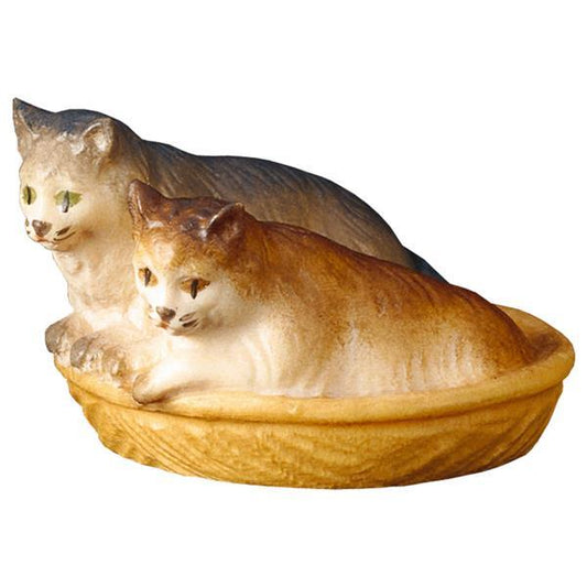 ULPE Wood Art - Gatti nel cesto in Legno per Presepe – Proporzionata per Figure Umane da 15 cm - Nazareno Bancone Gioielli