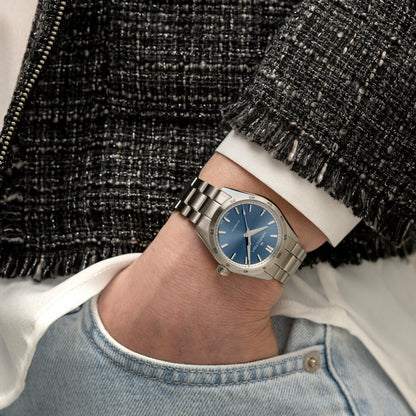 Orologio Analogico Hamilton 34mm In Acciaio Quadrante Blu Chiaro