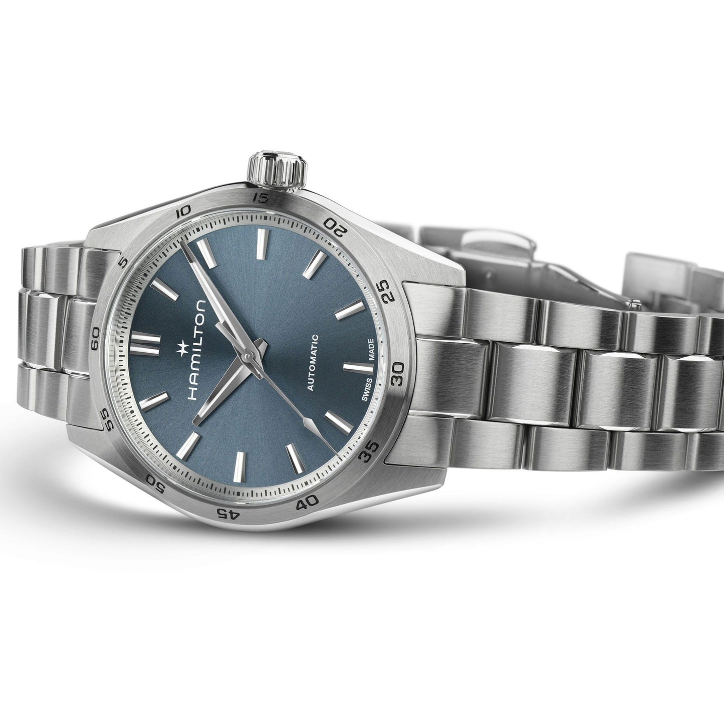 Orologio Analogico Hamilton 34mm In Acciaio Quadrante Blu Chiaro