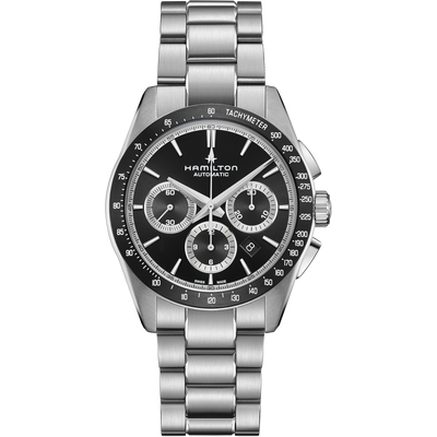 Orologio Uomo Cronografo Hamilton 42mm In Acciaio Quadrante Nero