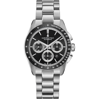 Orologio Uomo Cronografo Hamilton 42mm In Acciaio Quadrante Nero