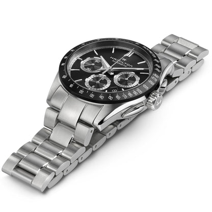 Orologio Uomo Cronografo Hamilton 42mm In Acciaio Quadrante Nero