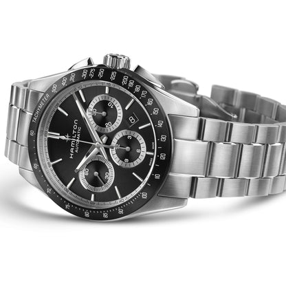 Orologio Uomo Cronografo Hamilton 42mm In Acciaio Quadrante Nero