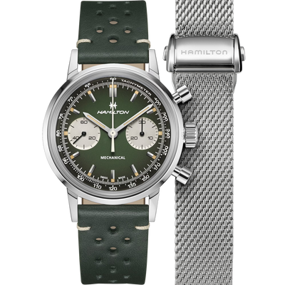 Orologio Cronografo Uomo Hamilton 40mm Acciaio Quadrante Verde Intenso Fumé
