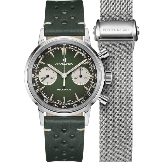 Orologio Cronografo Uomo Hamilton 40mm Acciaio Quadrante Verde Intenso Fumé