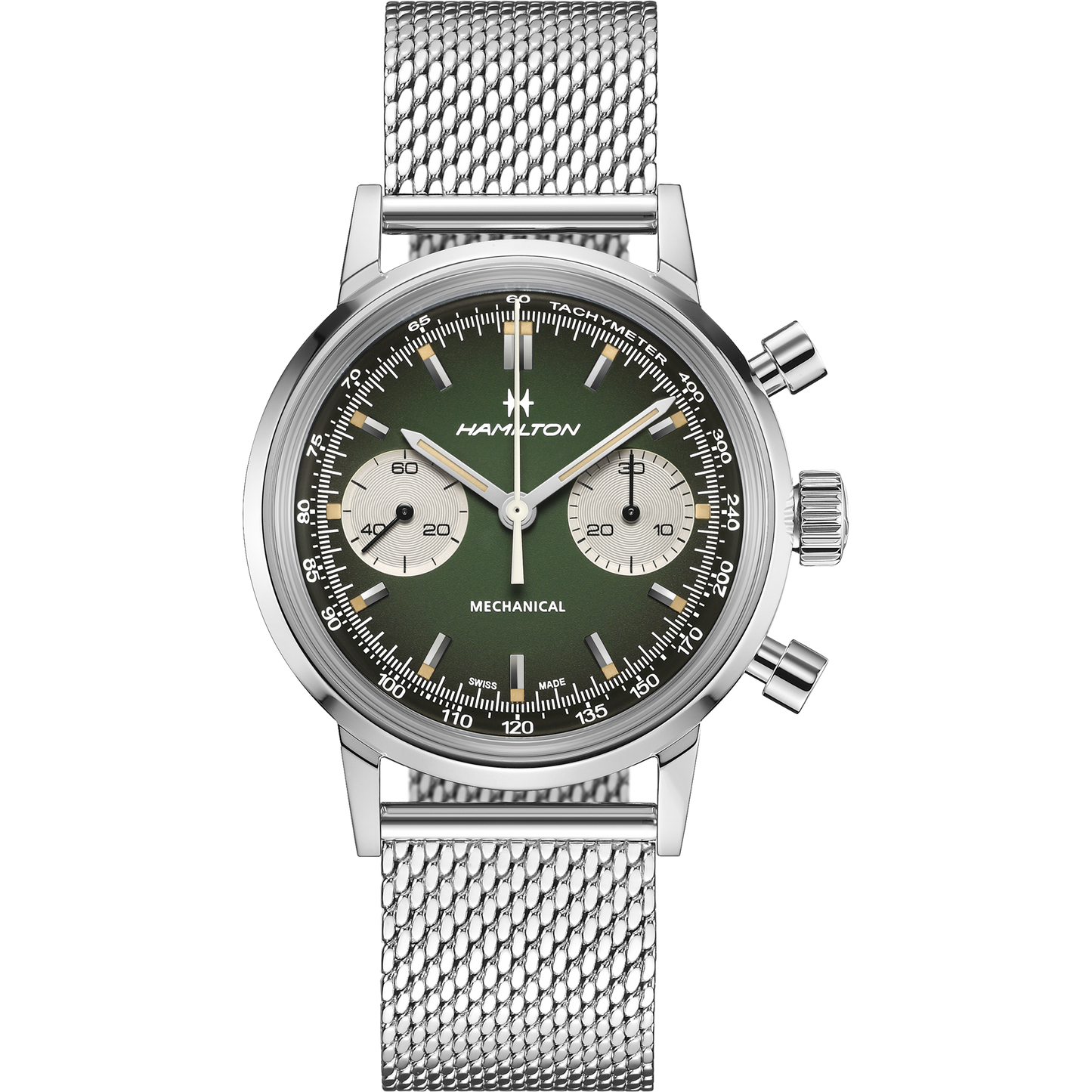 Orologio Cronografo Uomo Hamilton 40mm Acciaio Quadrante Verde Intenso Fumé