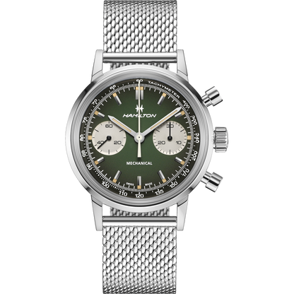 Orologio Cronografo Uomo Hamilton 40mm Acciaio Quadrante Verde Intenso Fumé