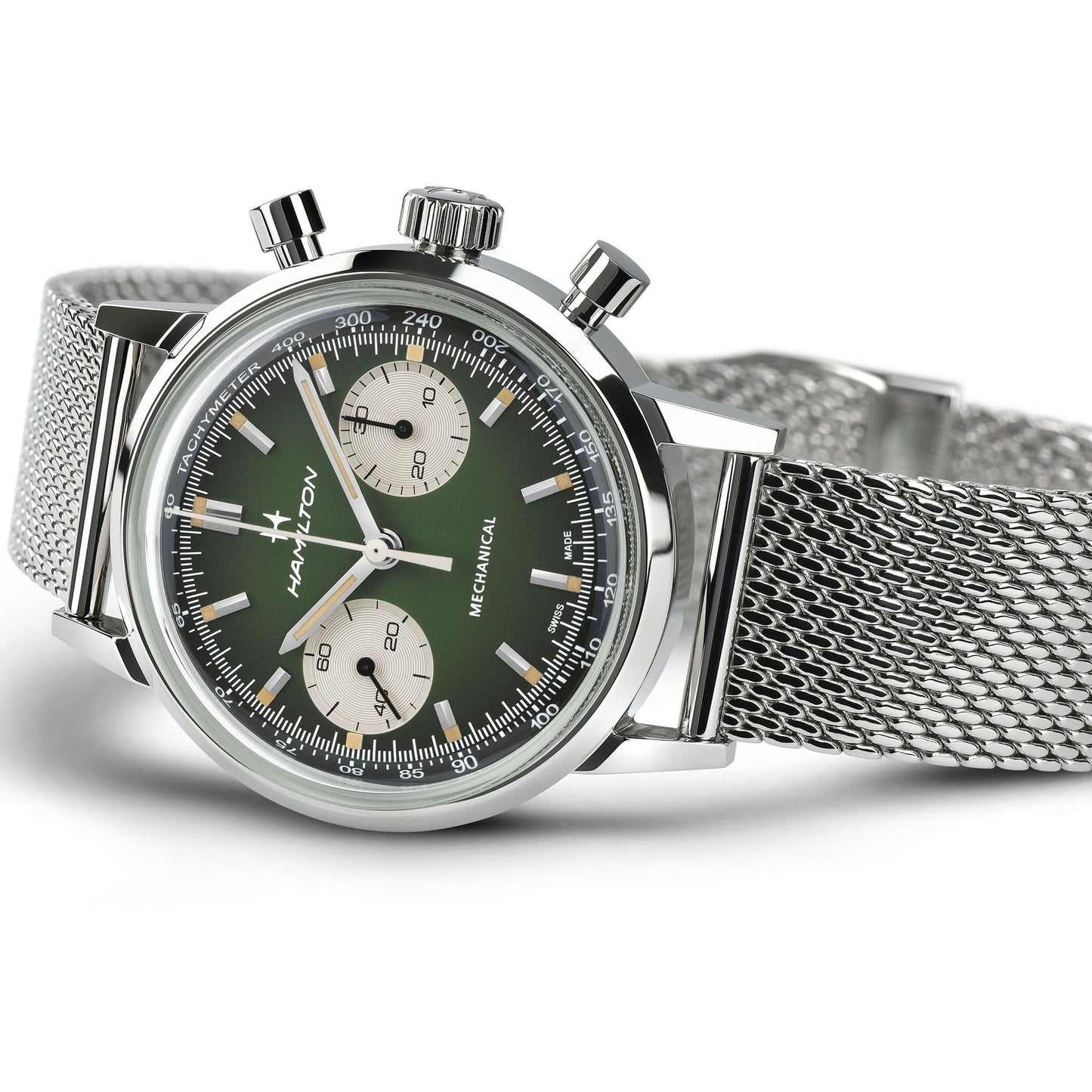 Orologio Cronografo Uomo Hamilton 40mm Acciaio Quadrante Verde Intenso Fumé
