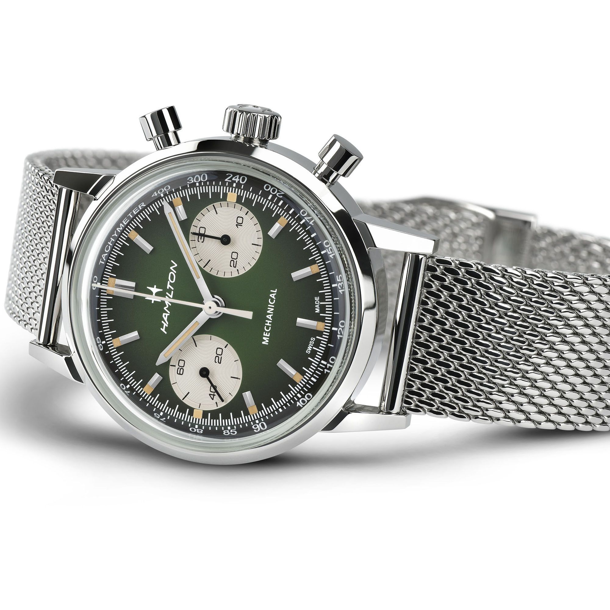 Orologio Cronografo Uomo Hamilton 40mm Acciaio Quadrante Verde Intenso Fumé