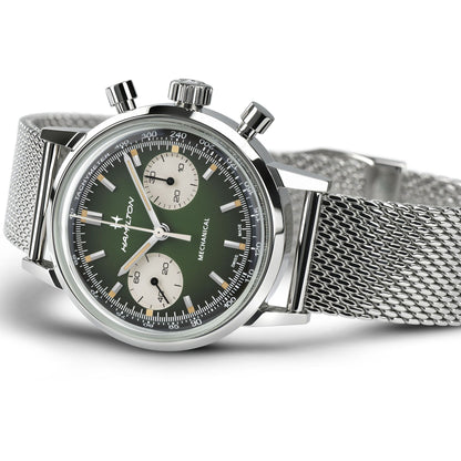 Orologio Cronografo Uomo Hamilton 40mm Acciaio Quadrante Verde Intenso Fumé