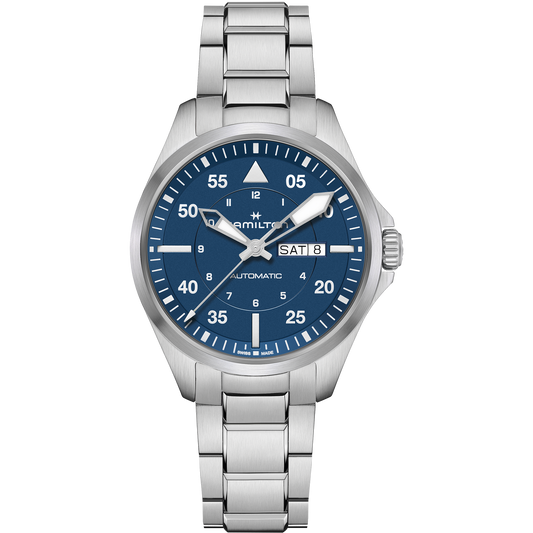 Orologio Hamilton 42mm In Acciaio Quadrante Blu