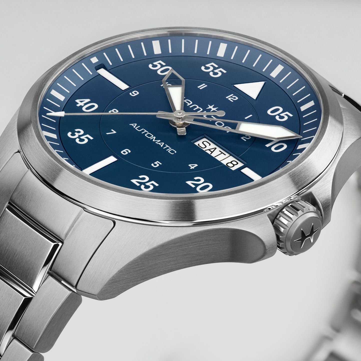Orologio Hamilton 42mm In Acciaio Quadrante Blu