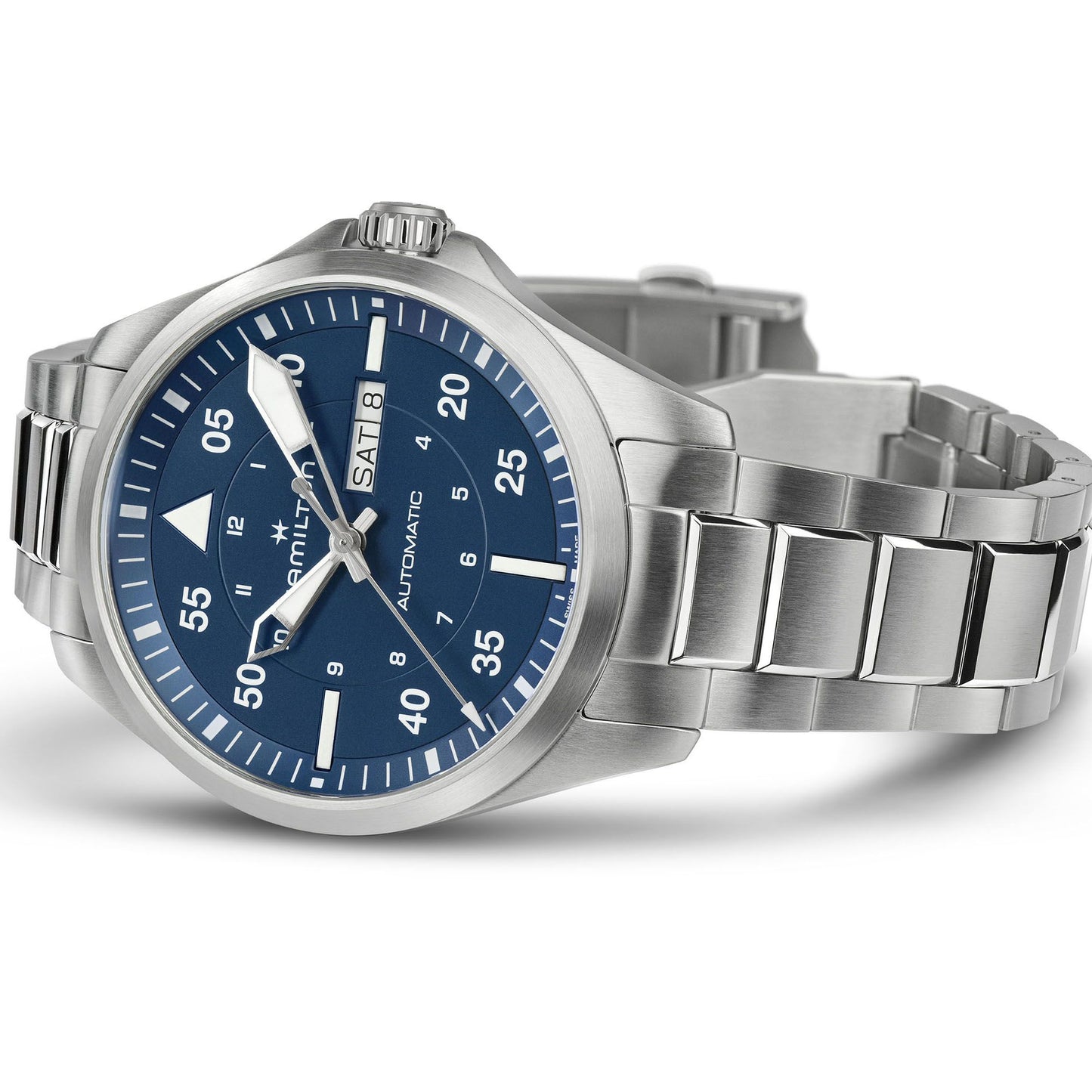 Orologio Hamilton 42mm In Acciaio Quadrante Blu