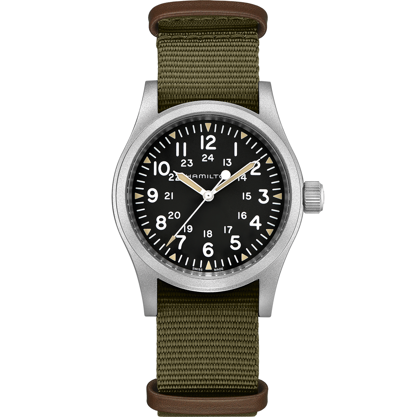 Orologio Hamilton 38mm In Acciaio Opaco Quadrante Scuro Con Luce