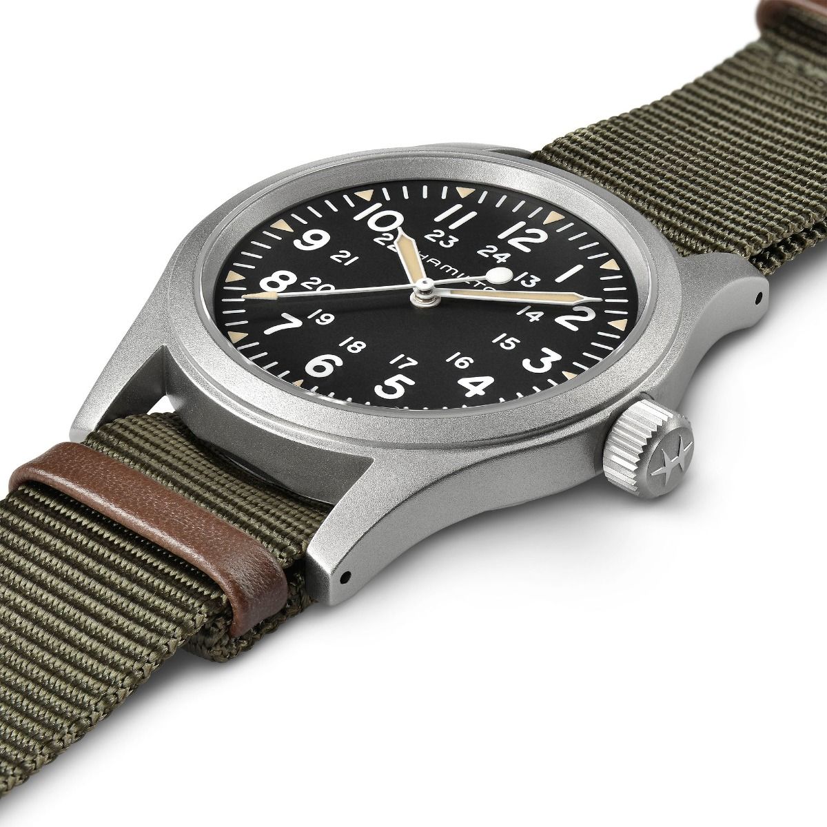 Orologio Hamilton 38mm In Acciaio Opaco Quadrante Scuro Con Luce