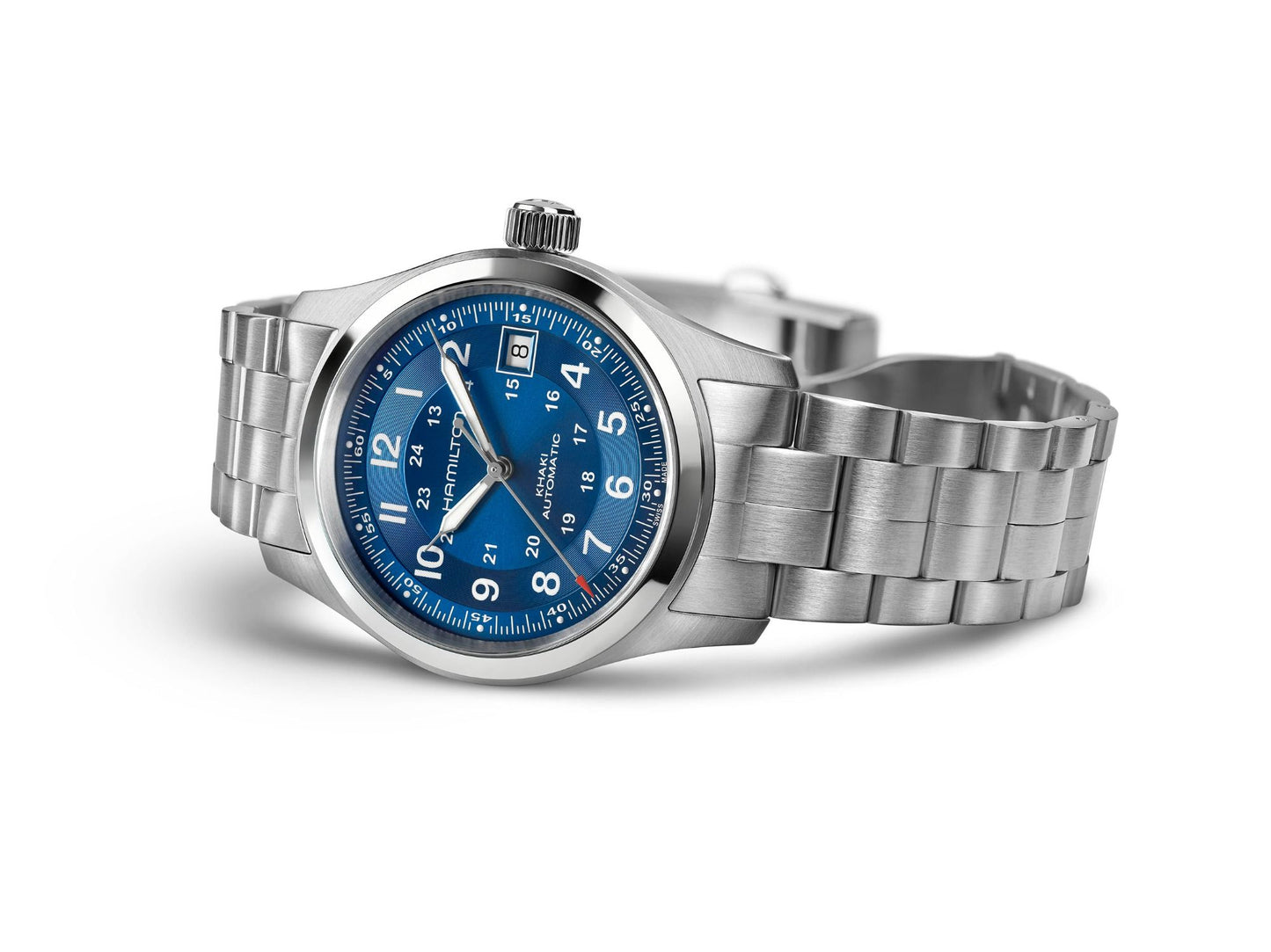 Orologio Uomo Hamilton 38mm In Acciaio Quadrante Blu Navy