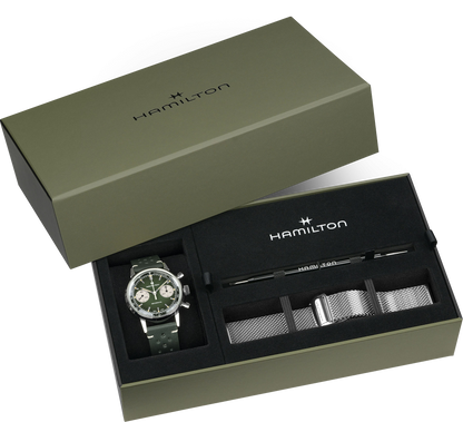 Orologio Cronografo Uomo Hamilton 40mm Acciaio Quadrante Verde Intenso Fumé