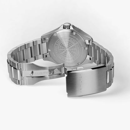 Orologio Uomo Hamilton 40mm In Acciaio Inossidabile Quadrante Blu Laccato Con Motivo A Onde In Rilievo