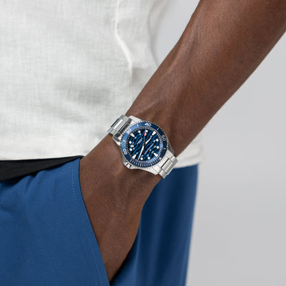 Orologio Uomo Hamilton 40mm In Acciaio Inossidabile Quadrante Blu Laccato Con Motivo A Onde In Rilievo