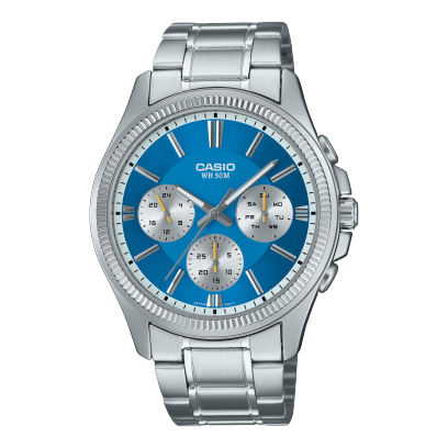 Orologio Uomo Casio Acciaio Quadrante Azzurro Placcatura Ionica
