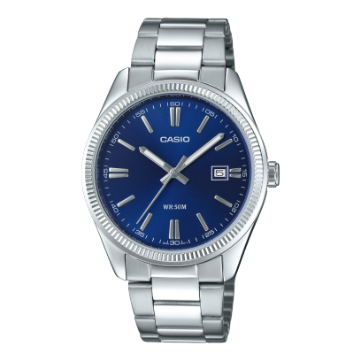 Orologio Uomo Casio Analogico Acciaio Blu Placcato Ione 44mm