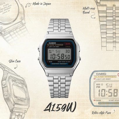 Orologio Digitale Unisex Casio A159we-1ef Acciaio Inox