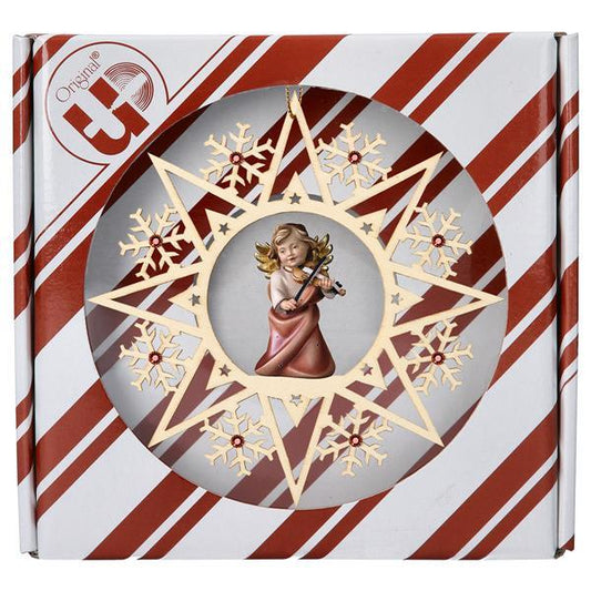Angelo Cuore con violino Stella Cristallo Crystal con box regalo