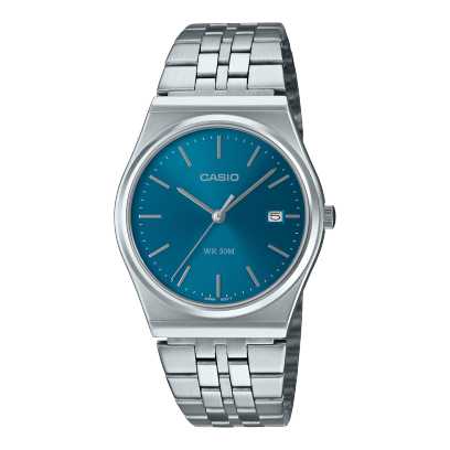 Orologio Uomo Casio Acciaio Inossidabile Analogico Quadrante Azzurro