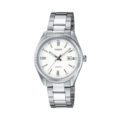 Orologio Uomo Casio Analogico Cinturino Metallo Bianco Placcato Ionico