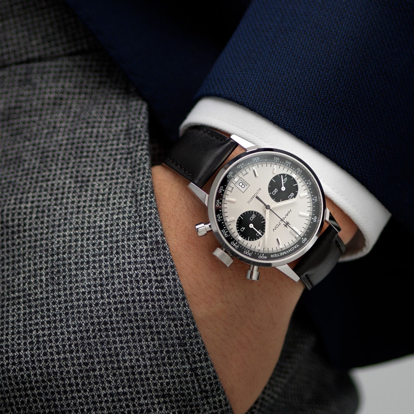 Hamilton - Intra-Matic Auto Chrono Orologio Uomo Cronografo Hamilton Quadrante Effetto Panda - Nazareno Bancone Gioielli