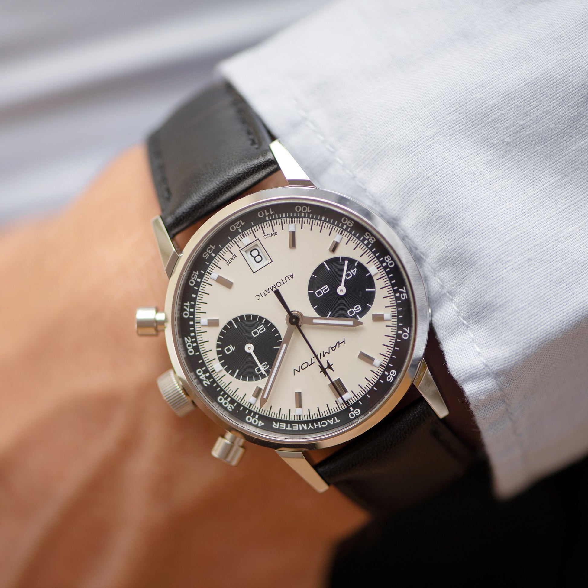 Hamilton - Intra-Matic Auto Chrono Orologio Uomo Cronografo Hamilton Quadrante Effetto Panda - Nazareno Bancone Gioielli
