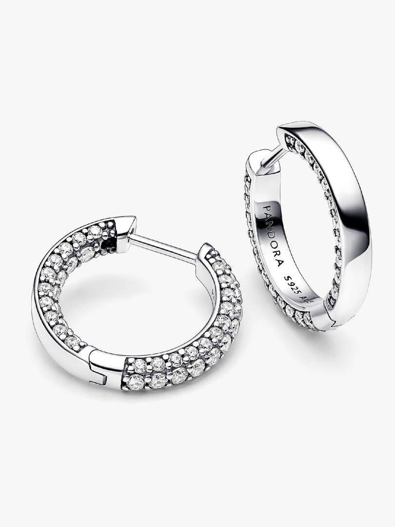 Nazareno Bancone Gioielli - Orecchini a Cerchio Pavé Fascia Singola in Argento Sterling 925 Donna - Nazareno Bancone Gioielli