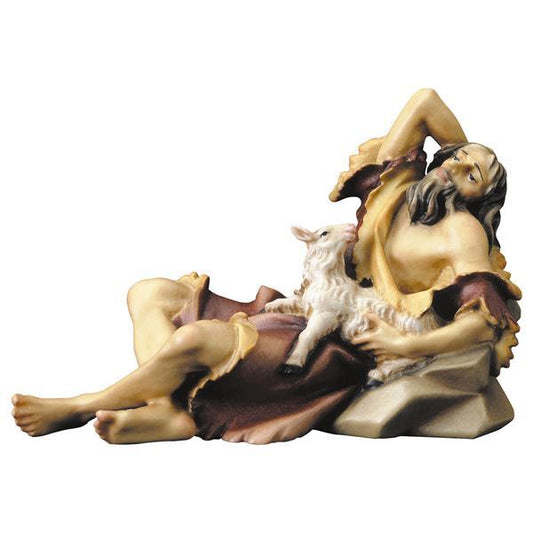 ULPE Wood Art - Pastore con agnello in Legno per Presepe – Proporzionata per Figure Umane da 15 cm - Nazareno Bancone Gioielli